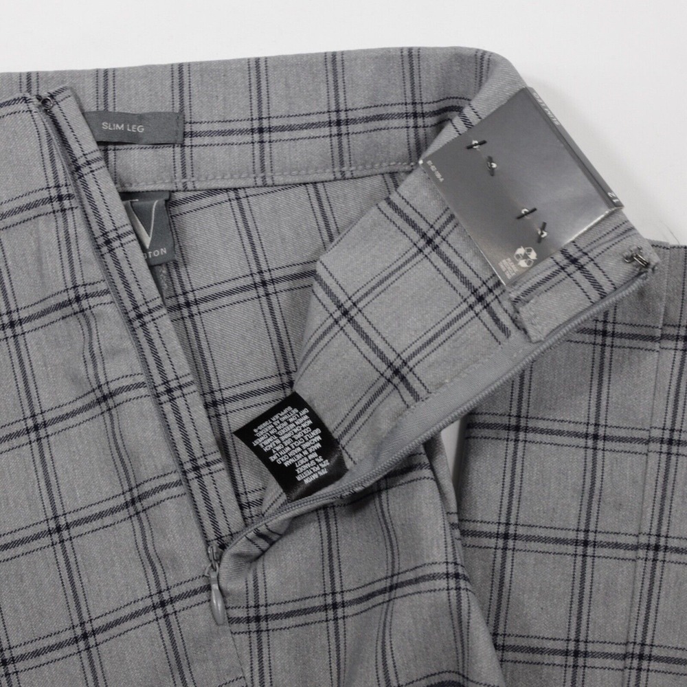 Worthington Women's Slim Leg Invisible Zip‎ Stretch Plaid Pants Gray Size 12 - Picture 8 of 9